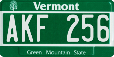 VT license plate AKF256