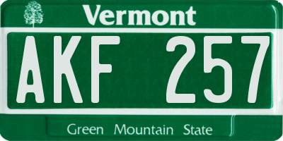 VT license plate AKF257