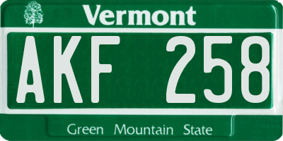 VT license plate AKF258