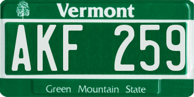 VT license plate AKF259