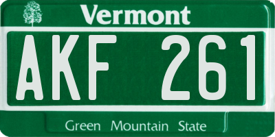 VT license plate AKF261
