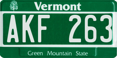 VT license plate AKF263