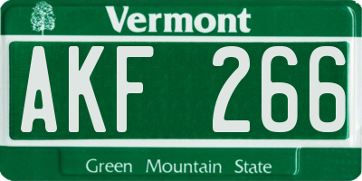 VT license plate AKF266