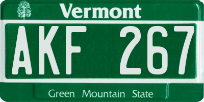 VT license plate AKF267