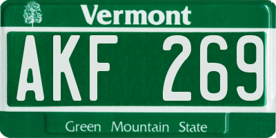 VT license plate AKF269