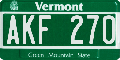 VT license plate AKF270