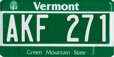 VT license plate AKF271