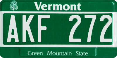 VT license plate AKF272