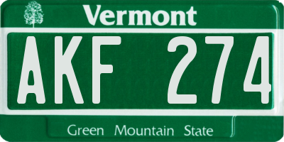 VT license plate AKF274