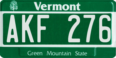 VT license plate AKF276