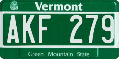 VT license plate AKF279