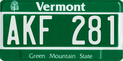VT license plate AKF281