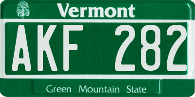 VT license plate AKF282