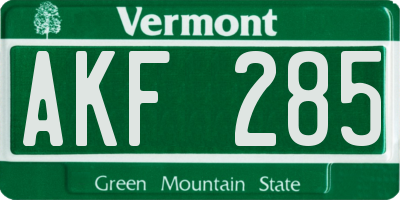 VT license plate AKF285