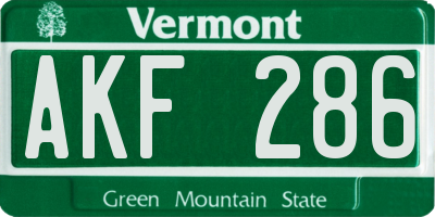 VT license plate AKF286