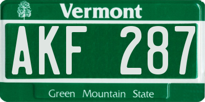VT license plate AKF287