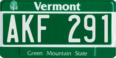 VT license plate AKF291
