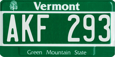 VT license plate AKF293