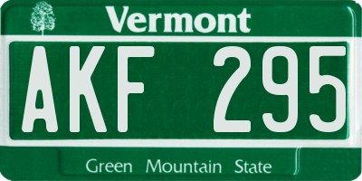 VT license plate AKF295