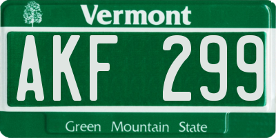 VT license plate AKF299
