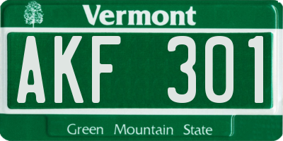 VT license plate AKF301