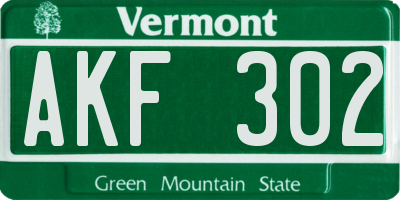 VT license plate AKF302