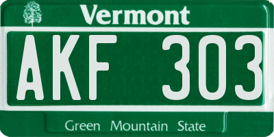 VT license plate AKF303