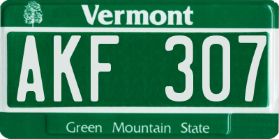 VT license plate AKF307