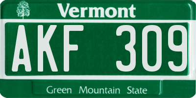 VT license plate AKF309