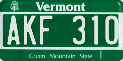 VT license plate AKF310