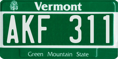 VT license plate AKF311