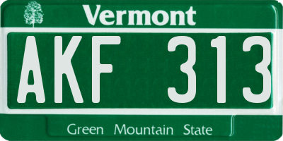 VT license plate AKF313