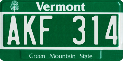 VT license plate AKF314