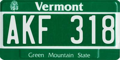VT license plate AKF318