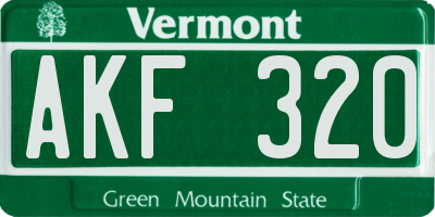 VT license plate AKF320