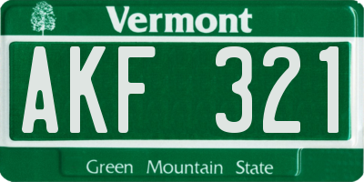 VT license plate AKF321