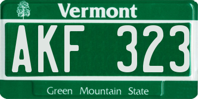 VT license plate AKF323