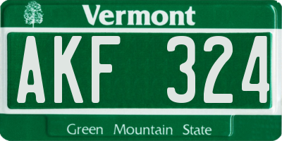 VT license plate AKF324