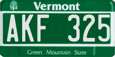 VT license plate AKF325