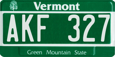 VT license plate AKF327