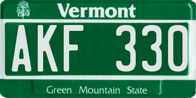 VT license plate AKF330