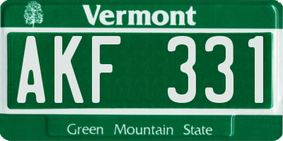 VT license plate AKF331