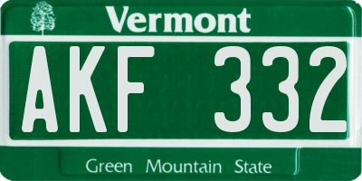 VT license plate AKF332