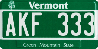 VT license plate AKF333