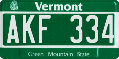 VT license plate AKF334