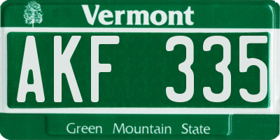 VT license plate AKF335