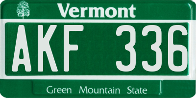 VT license plate AKF336