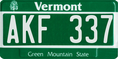 VT license plate AKF337