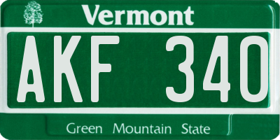 VT license plate AKF340