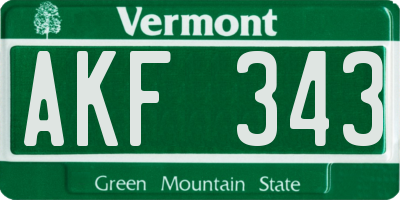 VT license plate AKF343